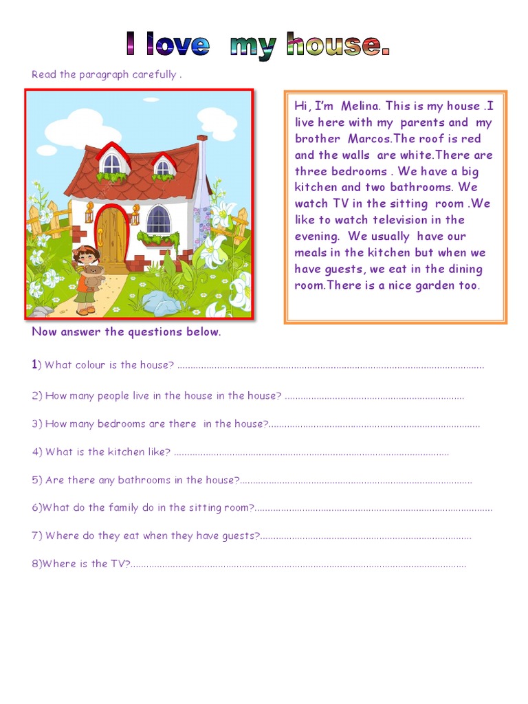 I Love My House Conversation Topics Dialogs Picture Description Ex ...