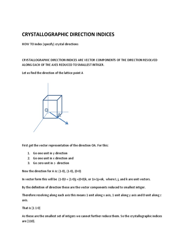 Crystallographic Direction Indices | PDF | Crystal Structure ...