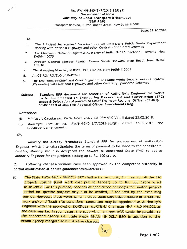 EPC-2018.10.29-Amendment in Standard RFP - AE BILLING | PDF ...