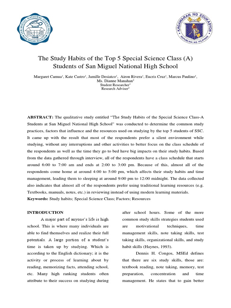 Study Habits of Top SSC Students | PDF | Reading Comprehension | Study ...