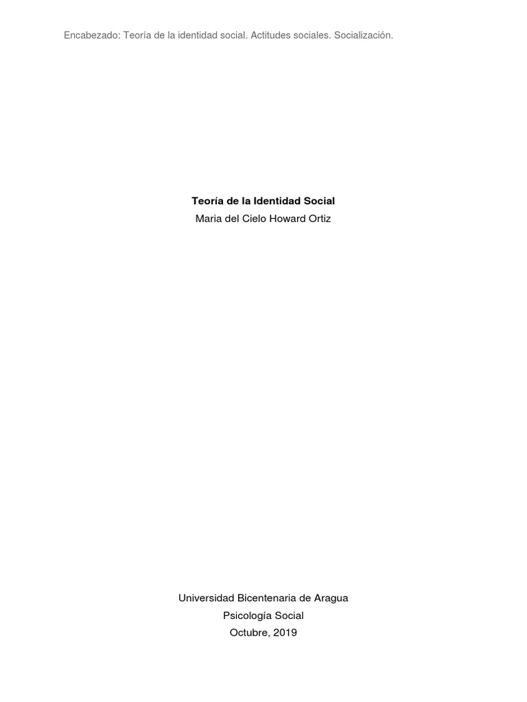 Teoría de La Identidad Social | PDF | Socialización | Actitud (psicología)