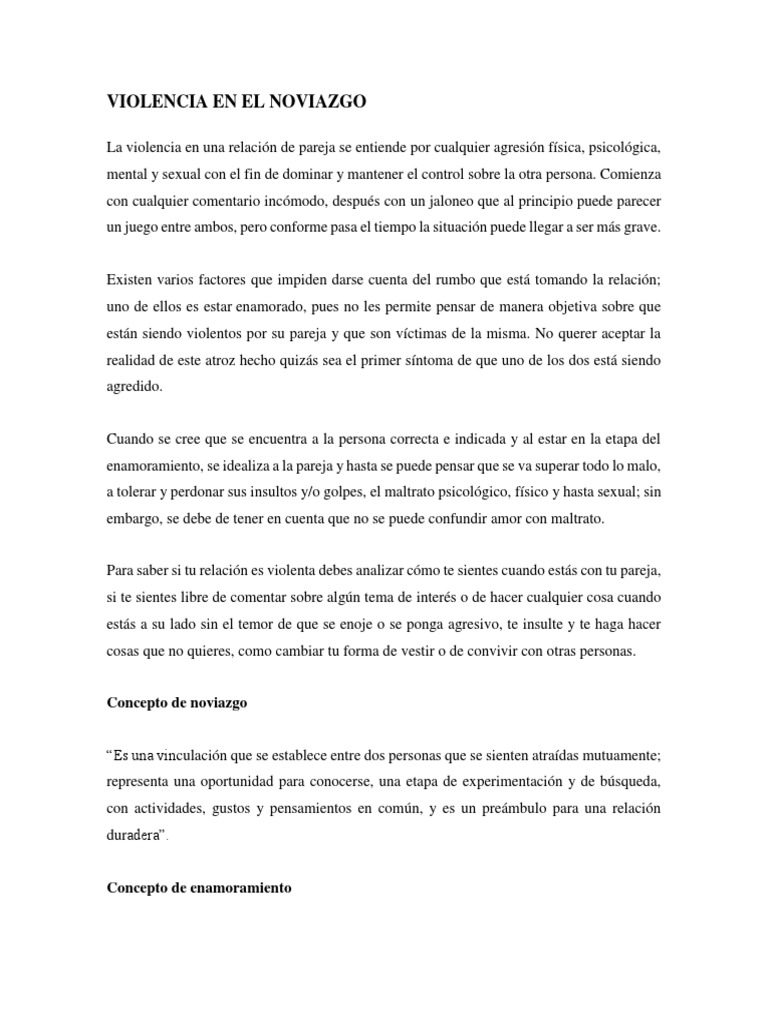 Violencia en el Noviazgo: Tipos y Señales | PDF | Violencia | Abuso ...