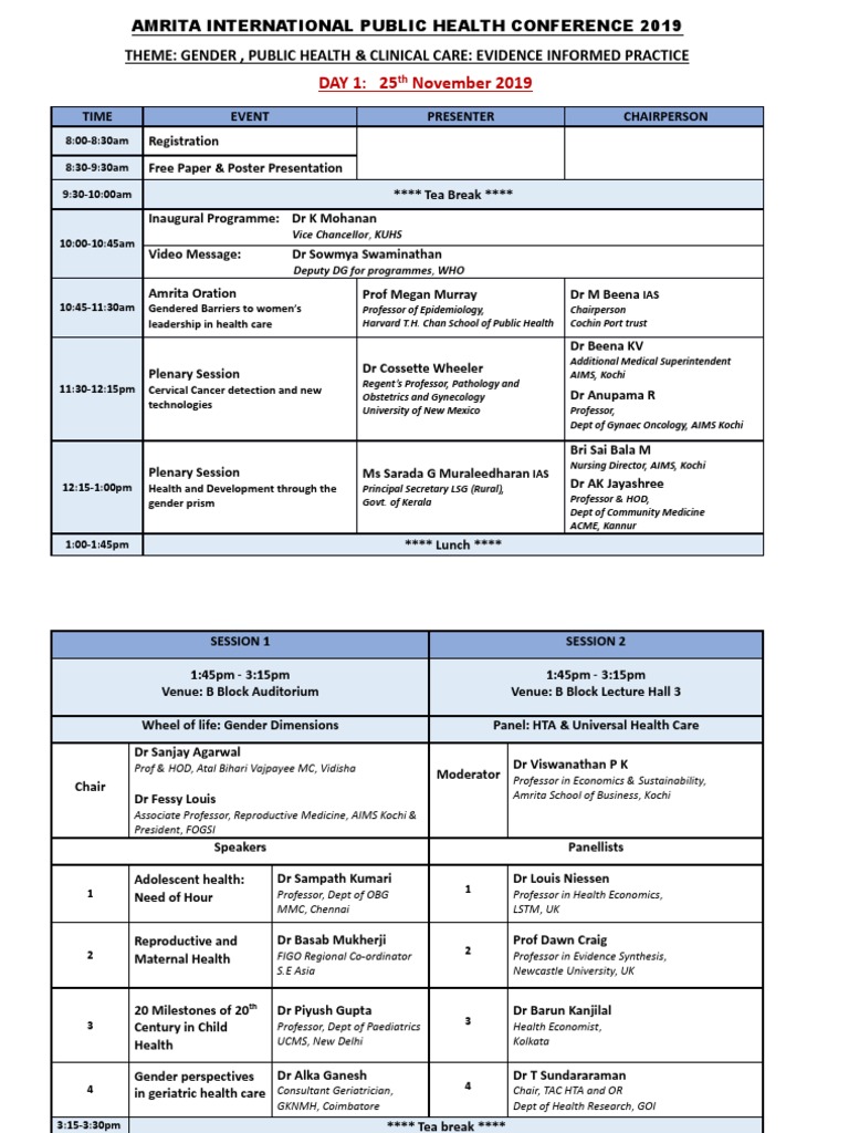 Amritacon Schedule PDF | PDF | Public Health | Health Care