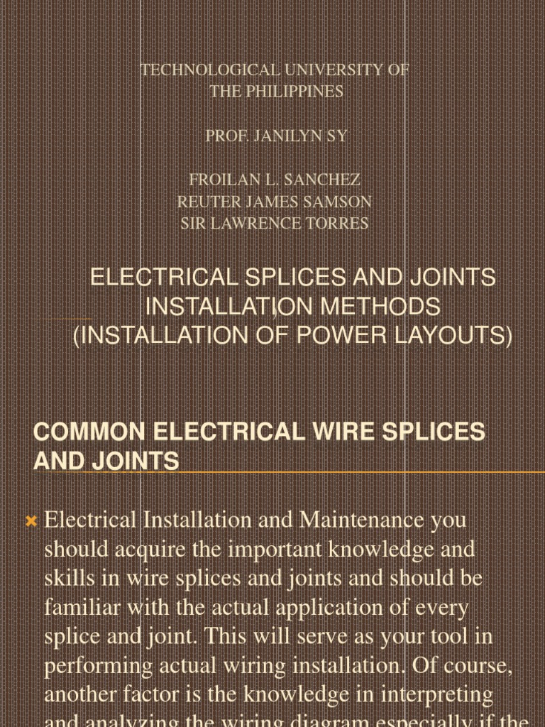 Electrical Splices and Joints PDF Electrical Wiring Wire
