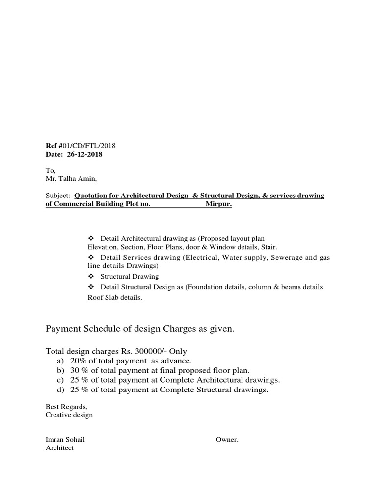 Quotation for Architectural Services | PDF