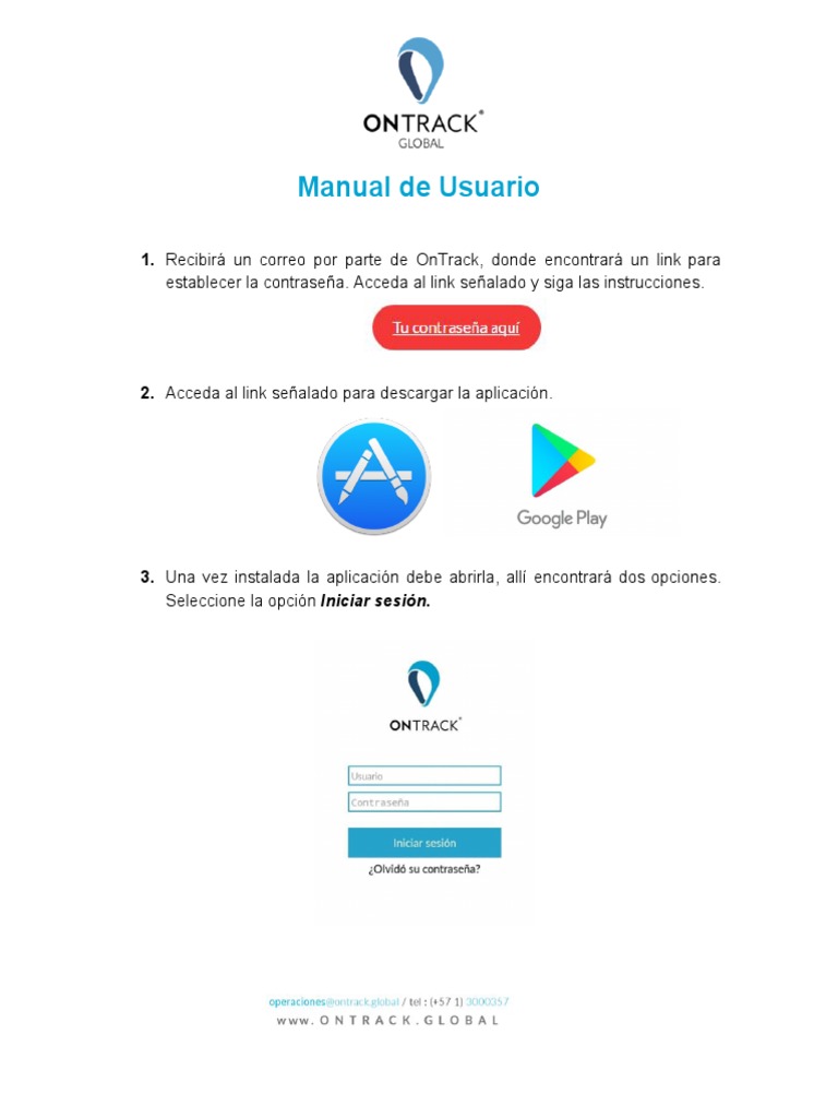 Manual de Usuario OnTrack Global | PDF | Contraseña | Aplicación movil