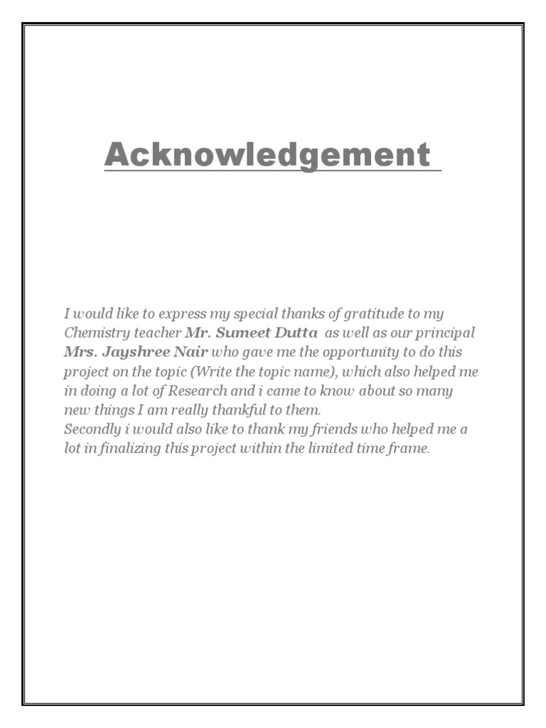 Acknowledgement For Project | PDF