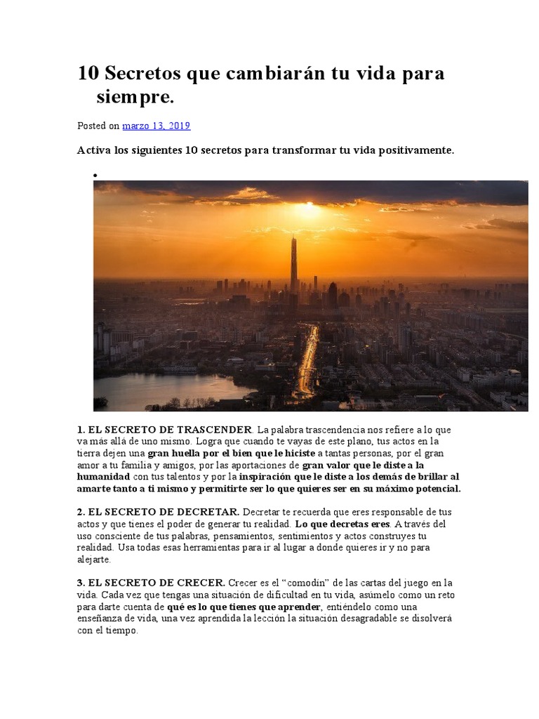 10 Secretos Que Cambiarán Tu Vida para Siempre | PDF | Amor