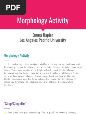 Morphology Activity 3 Word Linguistics