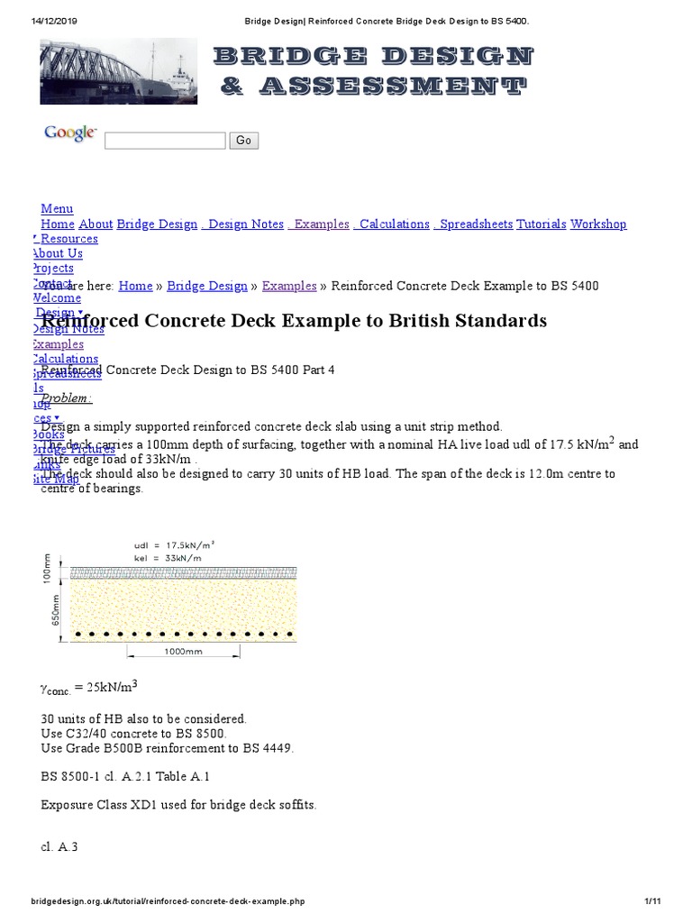 Bridge Design - Reinforced Concrete Bridge Deck Design To BS 5400 | PDF ...