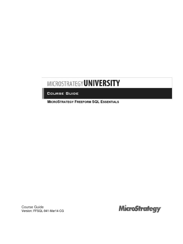 Microstrategy Freeform SQL Essentials Co | PDF | Sql | Typefaces
