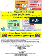 Fact Families Mental Math Freebie Sample