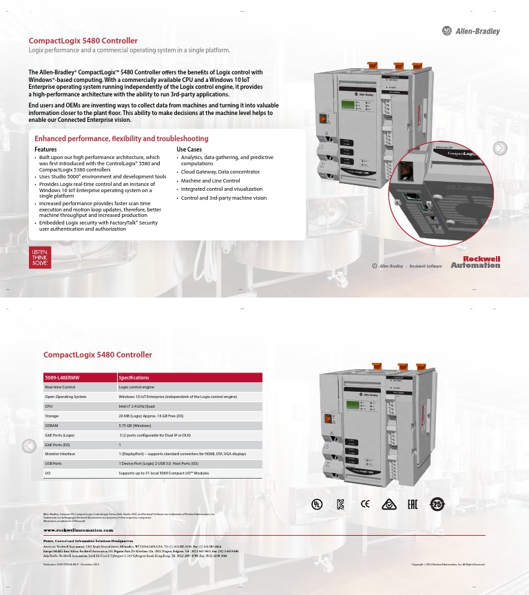 CompactLogix 5480 Controller Sales Guide PDF Windows 10 Operating