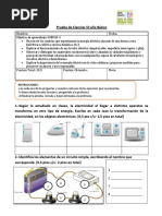 Evaluacion de Ciencias Naturales Quinto Ano Basico La Electricidad