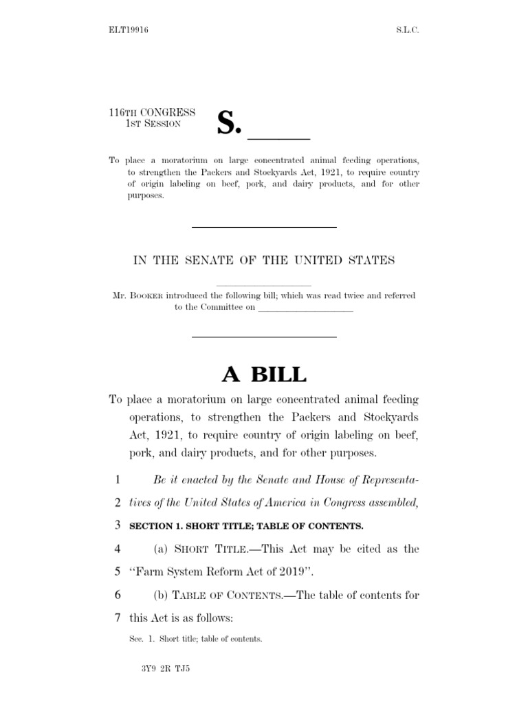 Farm System Reform Act PDF Cattle Calf