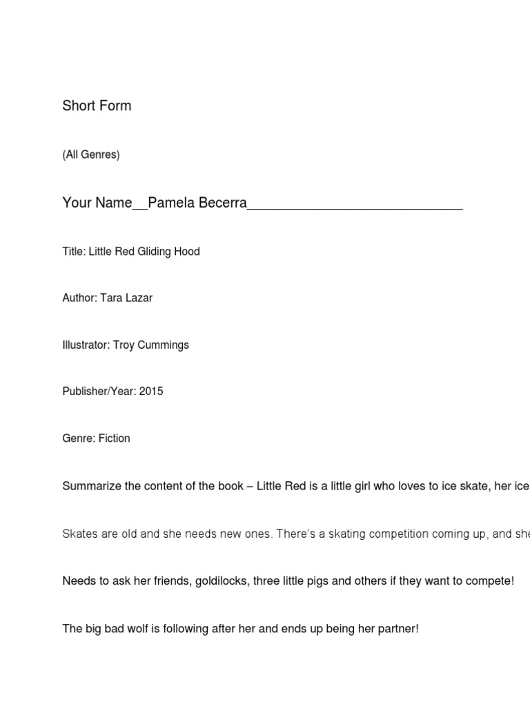 Short Form Little Red Gliding Hood PDF