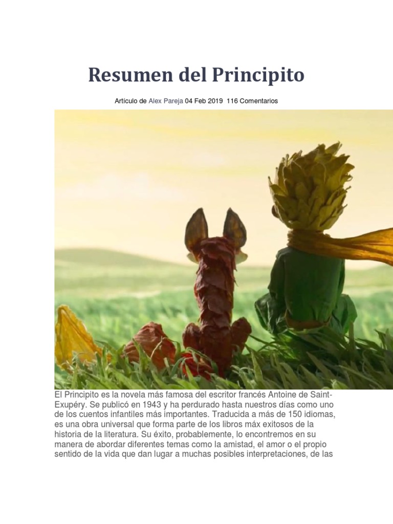 El Principito Resumen PDF El - 1688415031
