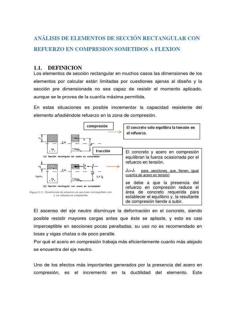 Análisis de Secciones Rectangulares Reforzadas | PDF | Hormigón | Acero