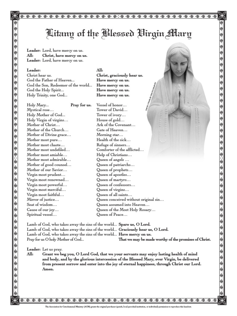 Litany of the Blessed Virgin Mary | PDF | Mercy | Mary, Mother Of Jesus