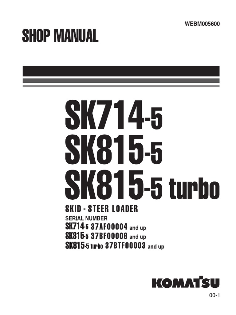 Maintenance Manual for Komatsu Utility SK7145, SK8155, and SK8155