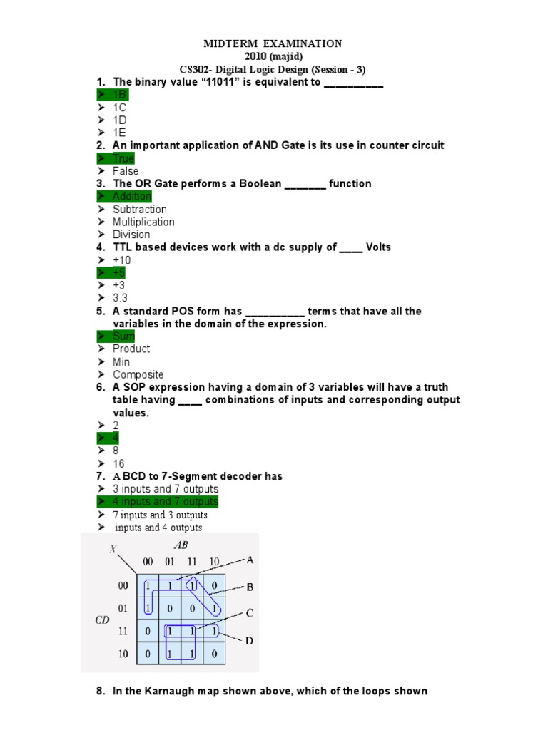 Cs302 05 10 Midterm Solved Mega File Pdf Logic Gate Electronic Design