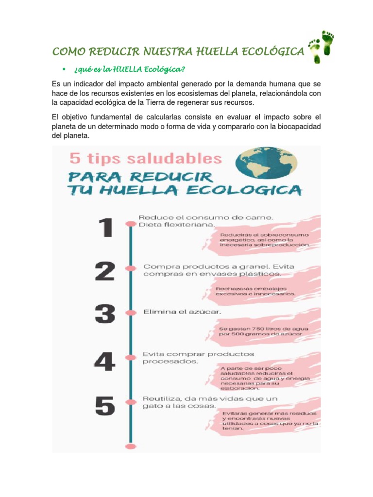 5 Pasos para Reducir la Huella Ecológica | PDF | Dieta | Agua