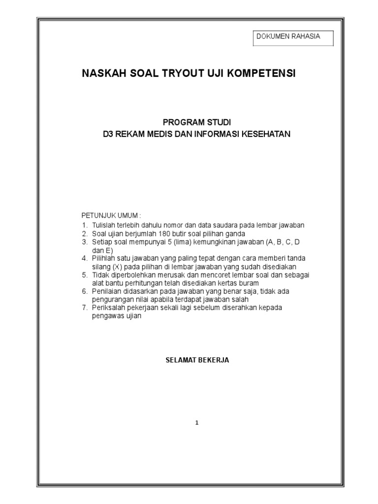 Contoh Soal Latihan Ukom Rekam Medis Dan Informasi