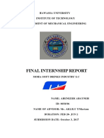 Final Internship Report On Hawassa Mille PDF