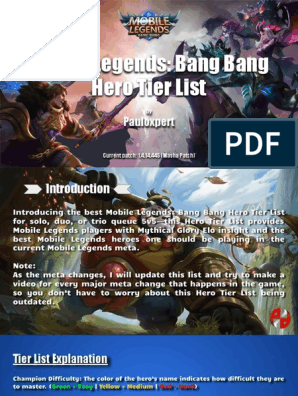 Mobile Legends Tier List PDF, PDF, Leisure