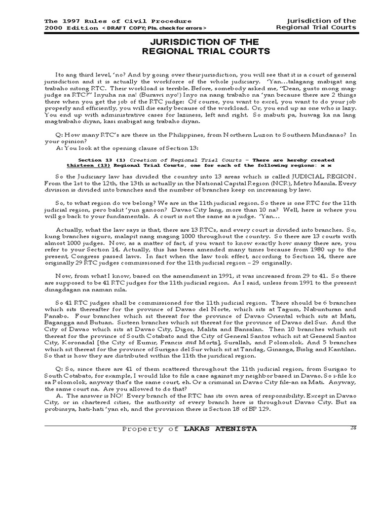 04 Jurisdiction of The RTC PDF Writ Lawsuit