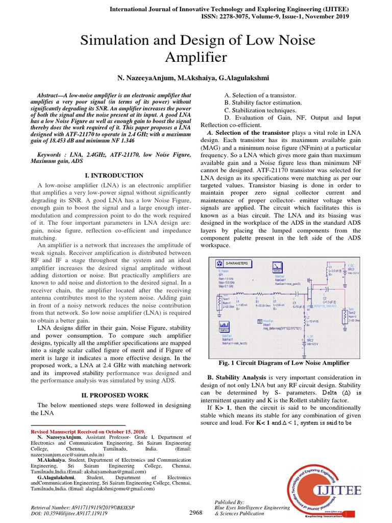 Simulation and Design of Low Noise Amplifier - V9 Nov2019 | PDF ...