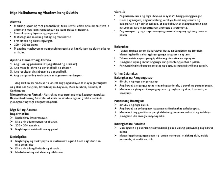 Pagsulat Handouts | PDF