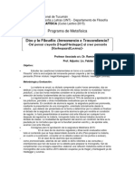 Dios y La Filosofía: ¿Inmanencia o Trascendencia? Dr. Ramón E. Ruiz Pesce