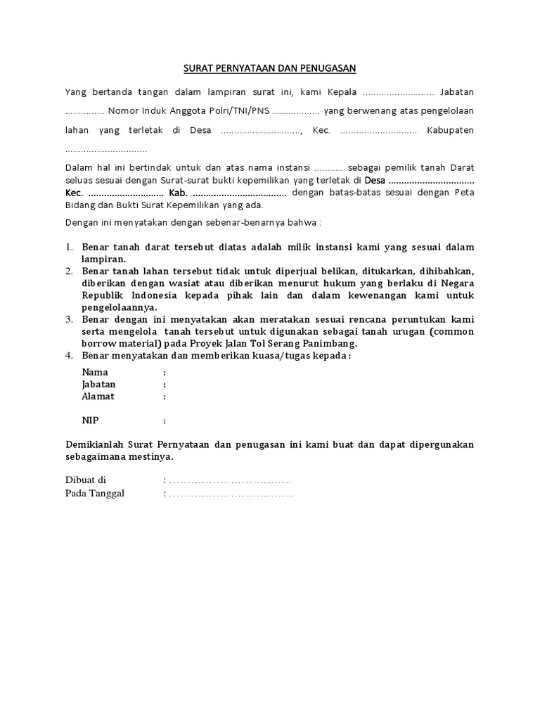 SURAT PERNYATAAN INSTANSI - Kosong | PDF
