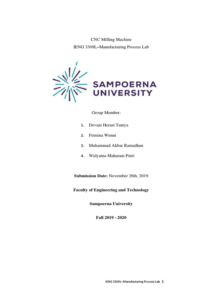 Lab Report CNC Milling Manufacturing Process | PDF | Numerical Control ...