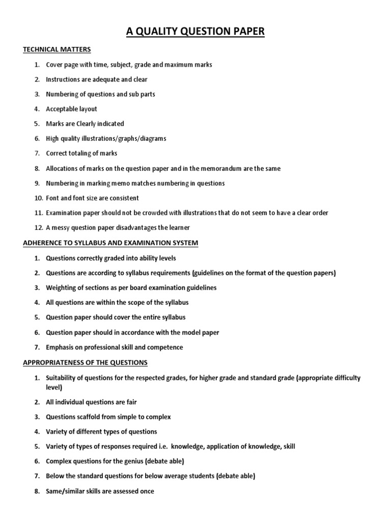 11-A Quality Question Paper | PDF | Standardized Tests | Question
