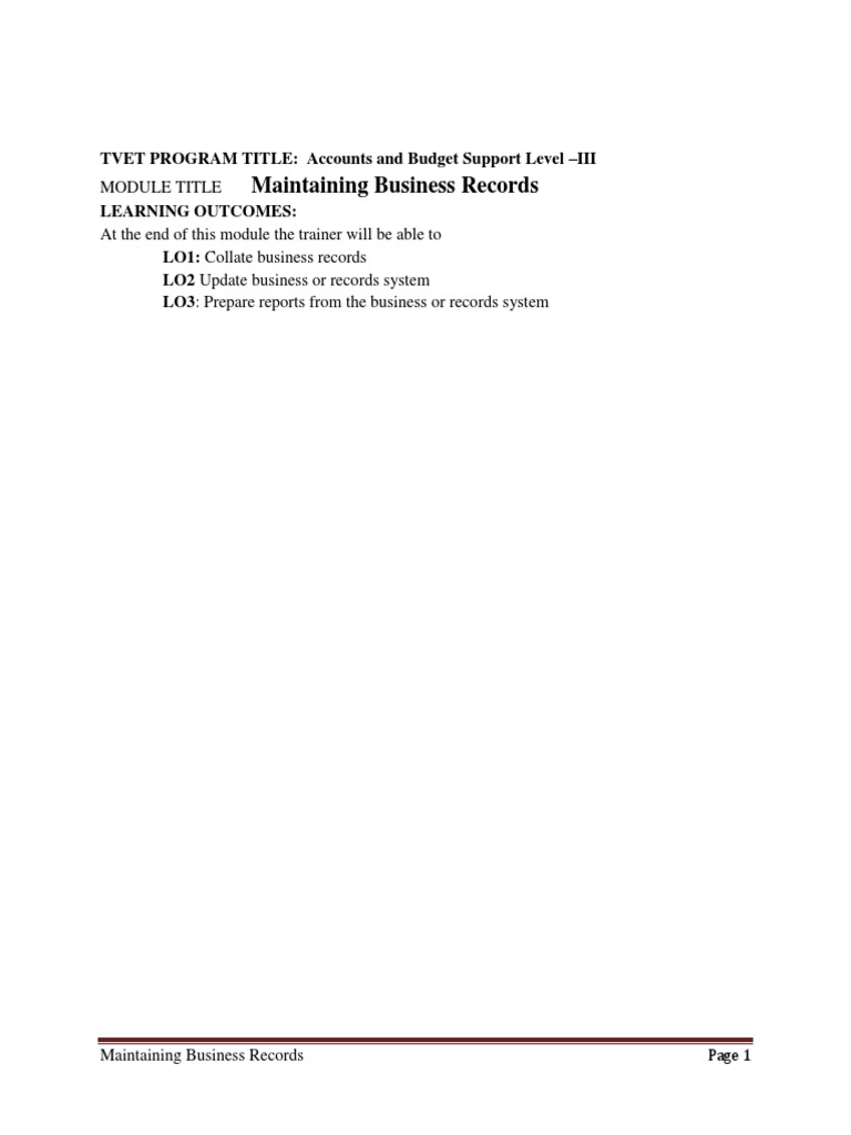 Current Business Records Handling preview