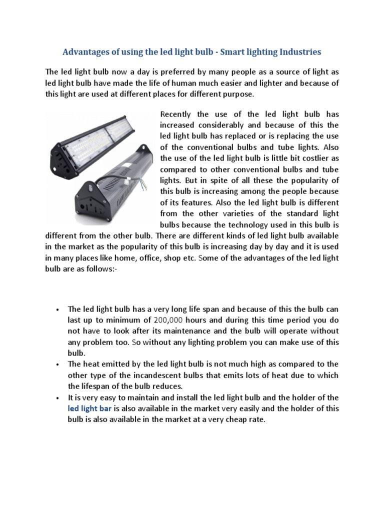 Benefits of LED Light Bulbs | PDF | Incandescent Light Bulb | Lighting