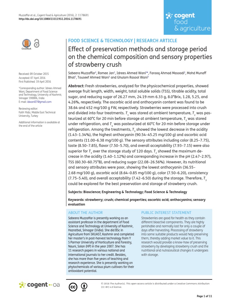 Effect of Preservation Methods and Storage Period On The Chemical ...