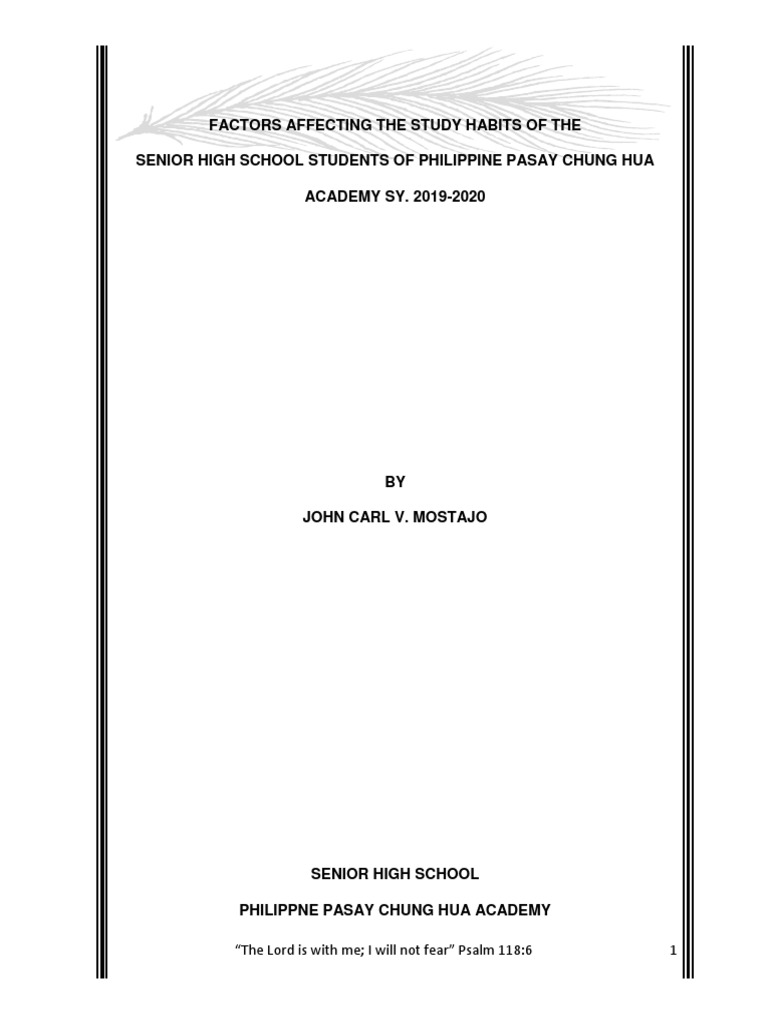 Study Habits of Senior High Students | PDF | Procrastination ...