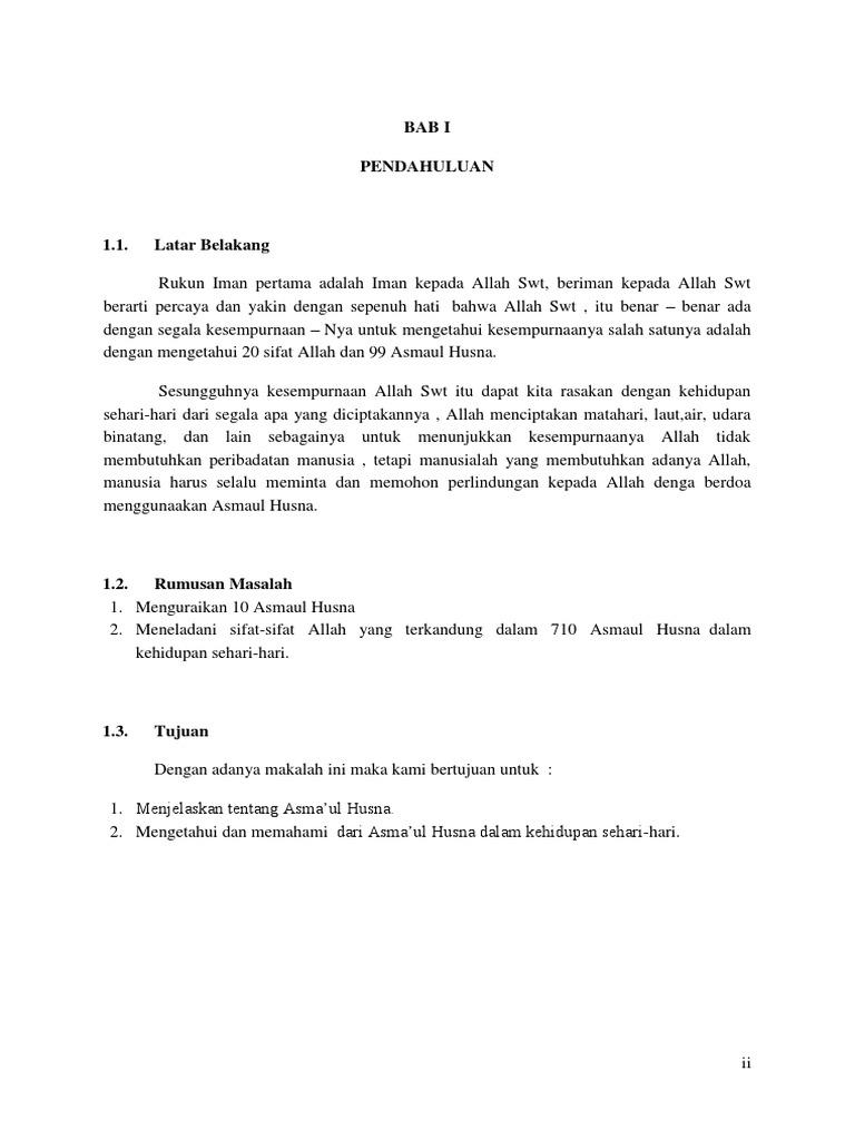 Makalah Agama Tentang 10 Asmaul Husna