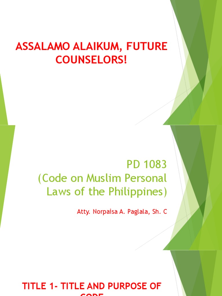 Purpose and Title of PD 1083 | PDF | Sharia | Islamic Ethics