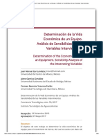 Determinación de La Vida Económica de Un Equipo. Análisis de Sensibilidad de Las Variables Intervinientes