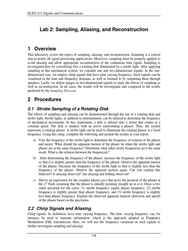 Sampling and Aliasing in Signal Processing | PDF | Sampling (Signal ...