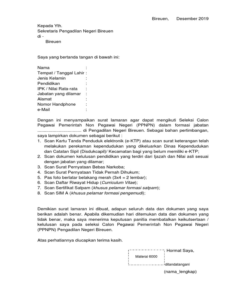 Download 67+ Contoh Surat Surat Lamaran Kerja Non Pns Gratis Terbaru