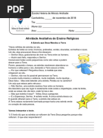 Avaliação de Religião 3º Ano 4ª Unidade 2018
