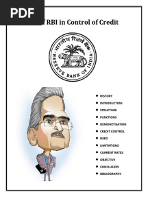 Role of RBI in Control of Credit - Economics Project Class 12 (2019-20)