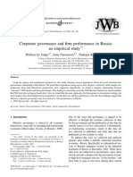 Corporate Governance and Firm Performance in Russia: An Empirical Study