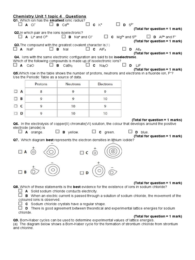Chemistry Unit 1 Ionic N Covalent Bonding | PDF | Ionic Bonding ...