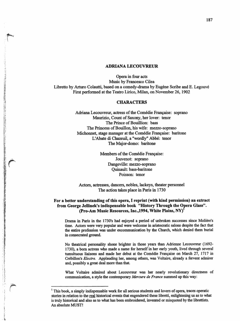 Cilèa - Adriana Lecouvreur (Castel) PDF | PDF